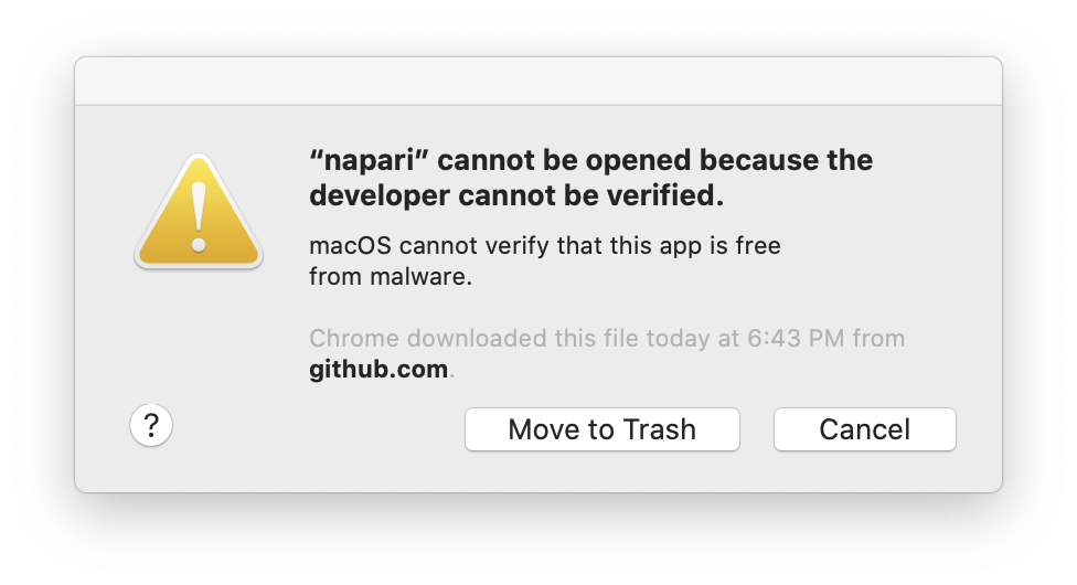 image: MacOS developer warning