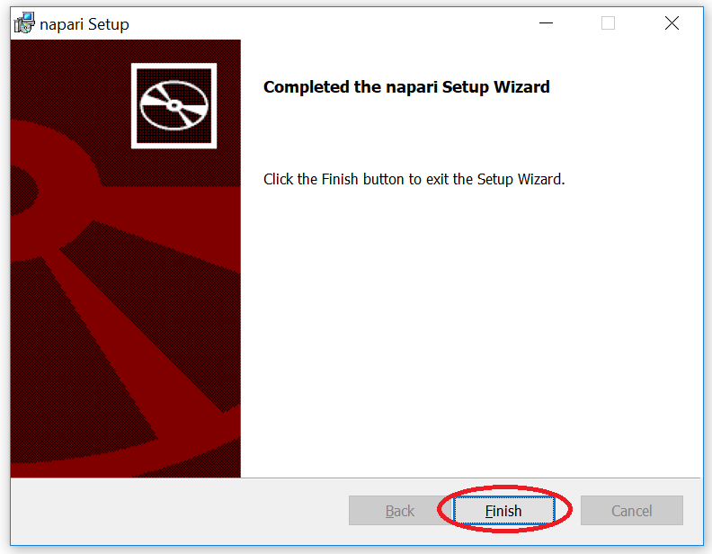 image: Windows napari setup wizard finished