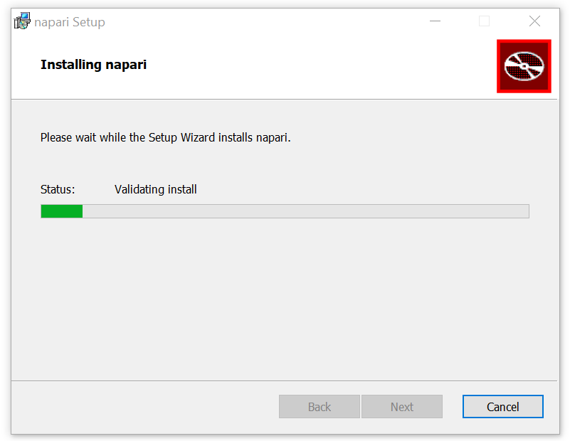 image: Windows napari setup wizard in progress