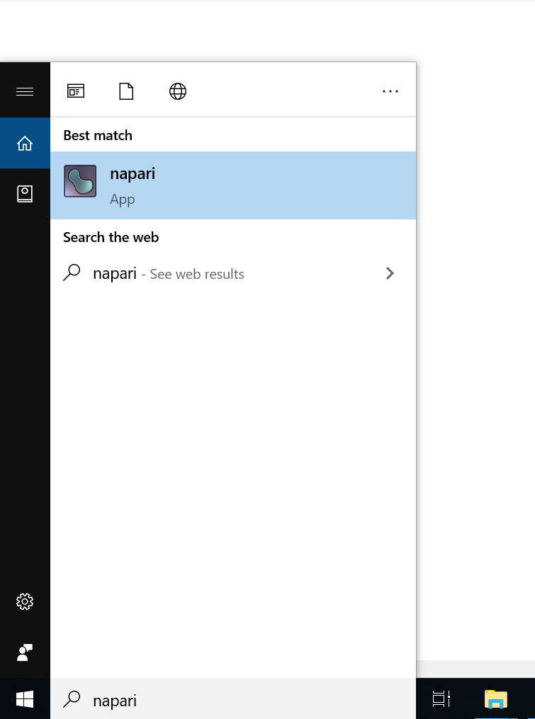 image: Windows launch napari from start menu